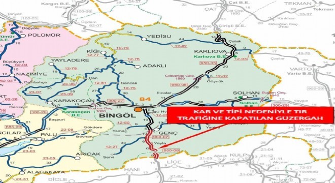 Bingöl - Diyarbakır karayolu tır trafiğine kapatıldı