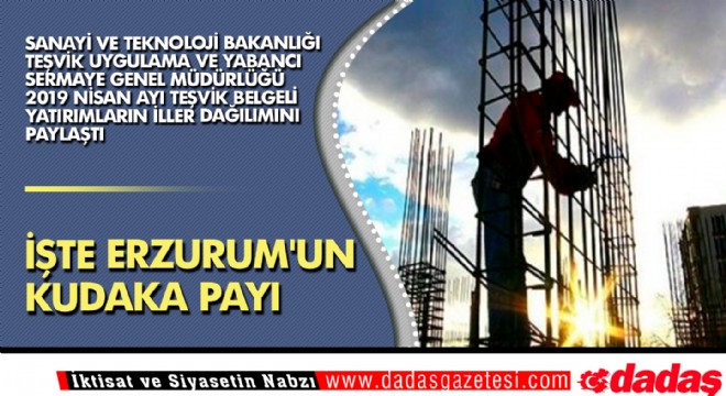 İşte Erzurum'un KUDAKA payı